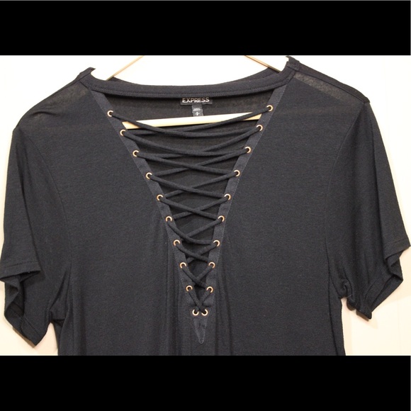 Express Black T-Shirt with Criss-Cross Details - Picture 4 of 7